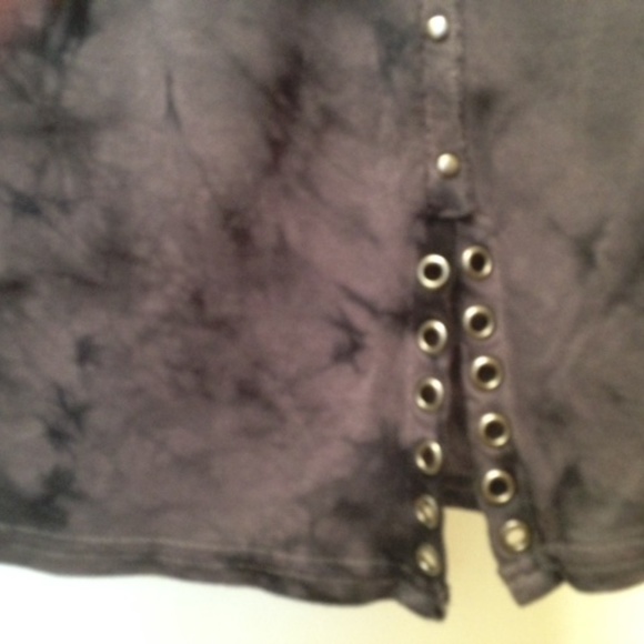 Affliction Black Premium V Neck Mini Dress Studs Rivets Stars - Picture 9 of 12